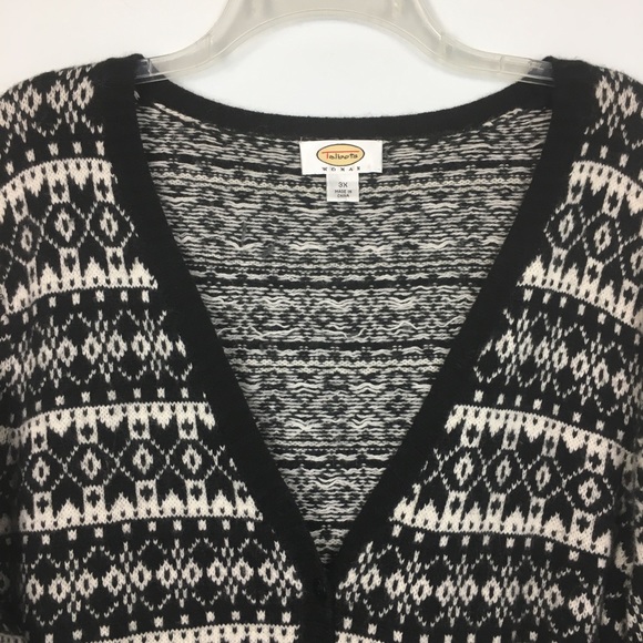 Talbots Black Fair Isle Wool Cardigan Sweater. 3X - Picture 3 of 8